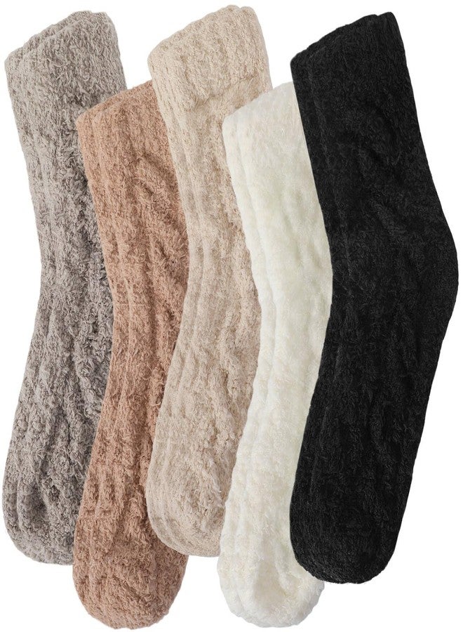 Premillow Fuzzy Socks for Women, Womens Winter Warm & Cozy Fluffy Socks 5 Pairs Ultra Soft Warm Fabric Sleeping Slipper Sock for Women Gifts - Image 1